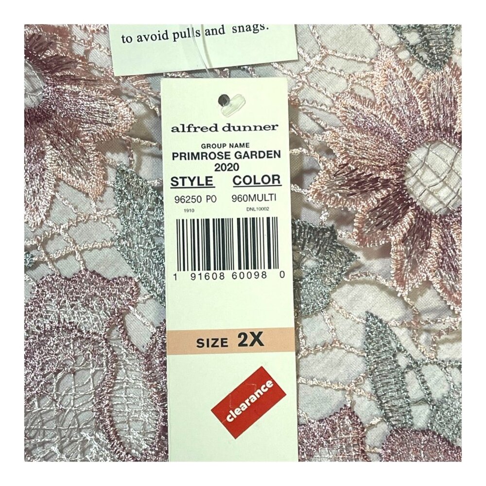 Alfred Dunner Woman Primrose Garden Floral Lace Top 2X Pink NEW Short Sleeve - Picture 4 of 7
